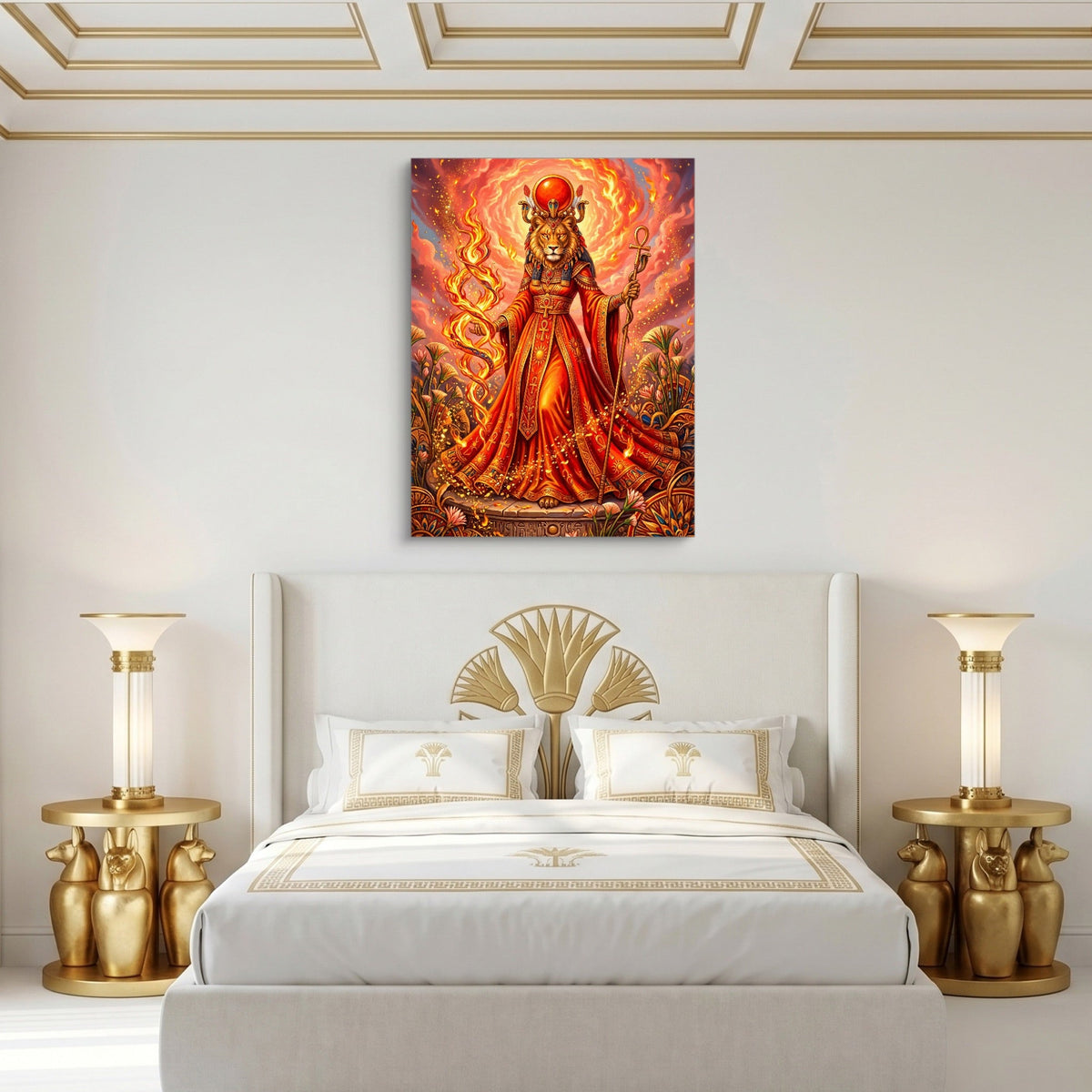 Sekhmet's Blazing Ankh - Luxury Wall Art