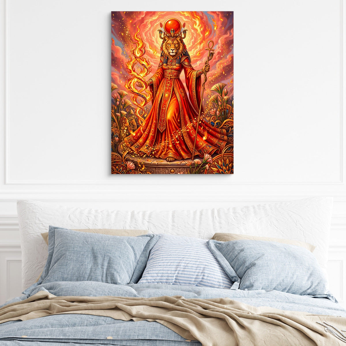 Sekhmet's Blazing Ankh - Luxury Wall Art