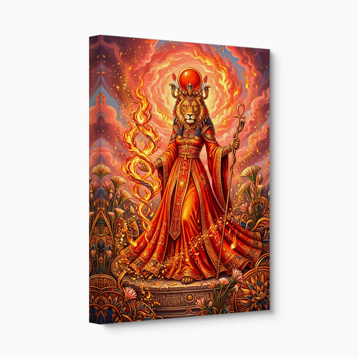 Sekhmet's Blazing Ankh - Luxury Wall Art
