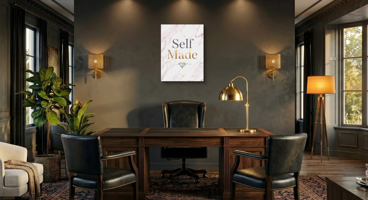 Self Made Golden Vision — self made golden vision office interior with desk 1port flush print