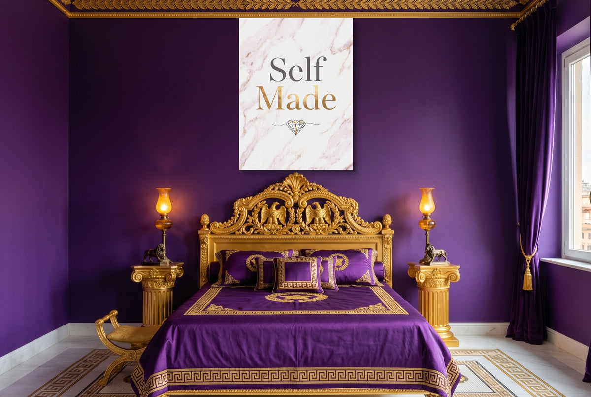 Self Made Golden Vision — self made golden vision purple bedroom with bed 1port flush print