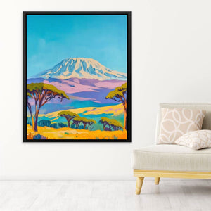 Serengeti and Kilimanjaro - Wall Art in Black Frame