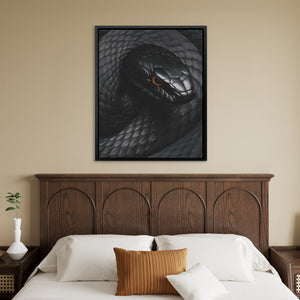 Serpent's Amber Eye - Abstract Wall Art in Black Frame