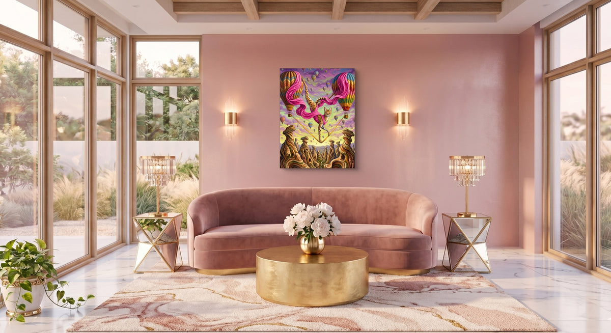 Serval Sky Walk — serval sky walk pink living room 1port flush print