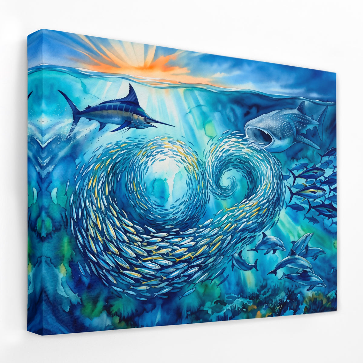 Shark Feeding Spiral — Shark Feeding Spiral Landscape   Side View   Mirror Wrap 196