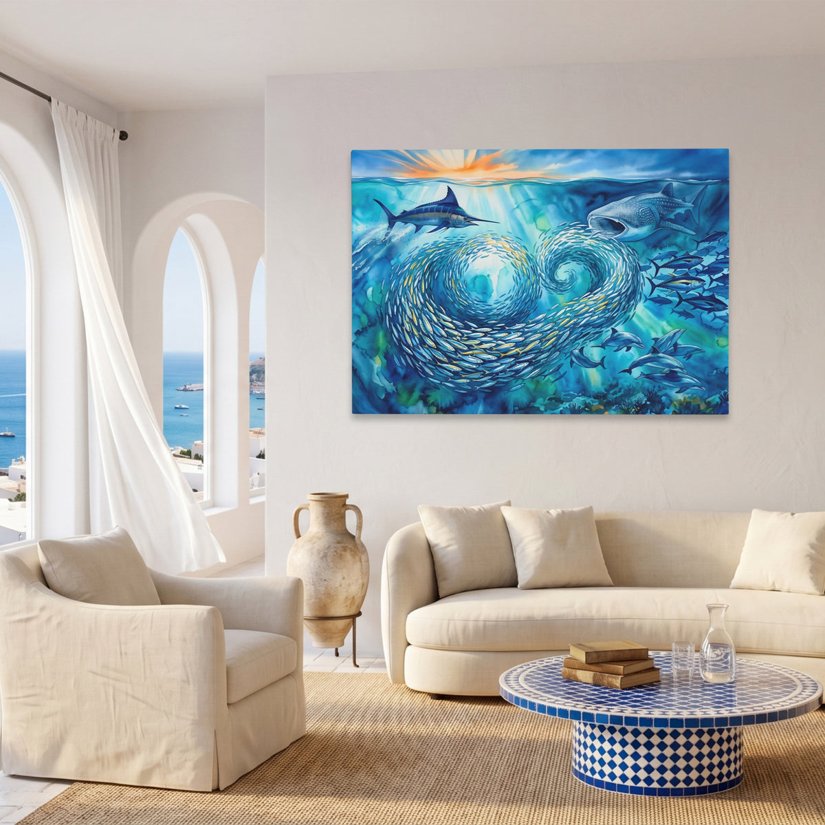 Shark Feeding Spiral — Shark Feeding Spiral Coast Living Room Land 130