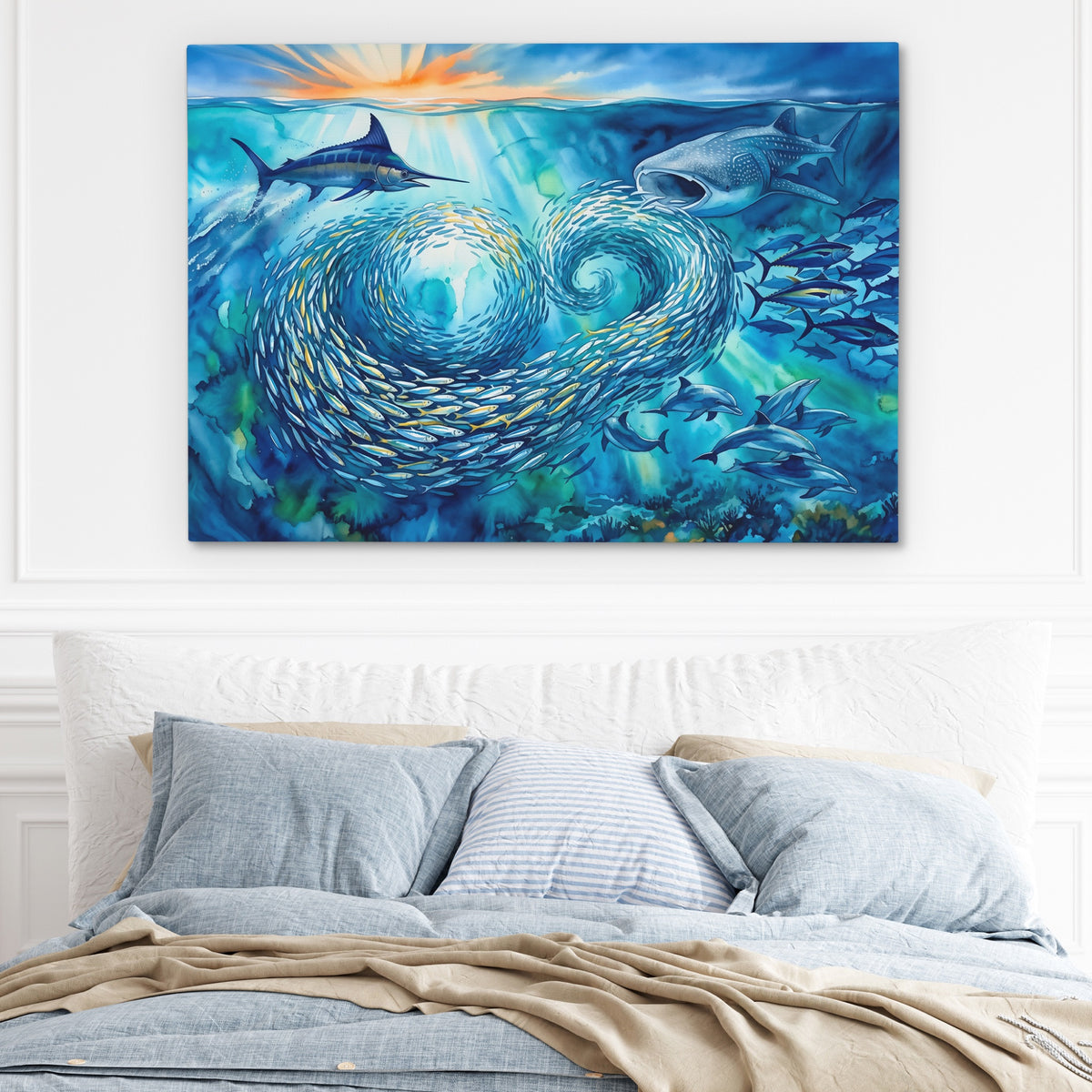 Shark Feeding Spiral — Shark Feeding Spiral Light Blue Bed 218