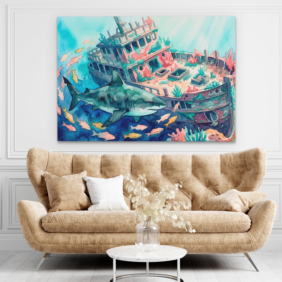 Shark Shipwreck Sanctuary — Shark Shipwreck Sanctuary brown living room land 174