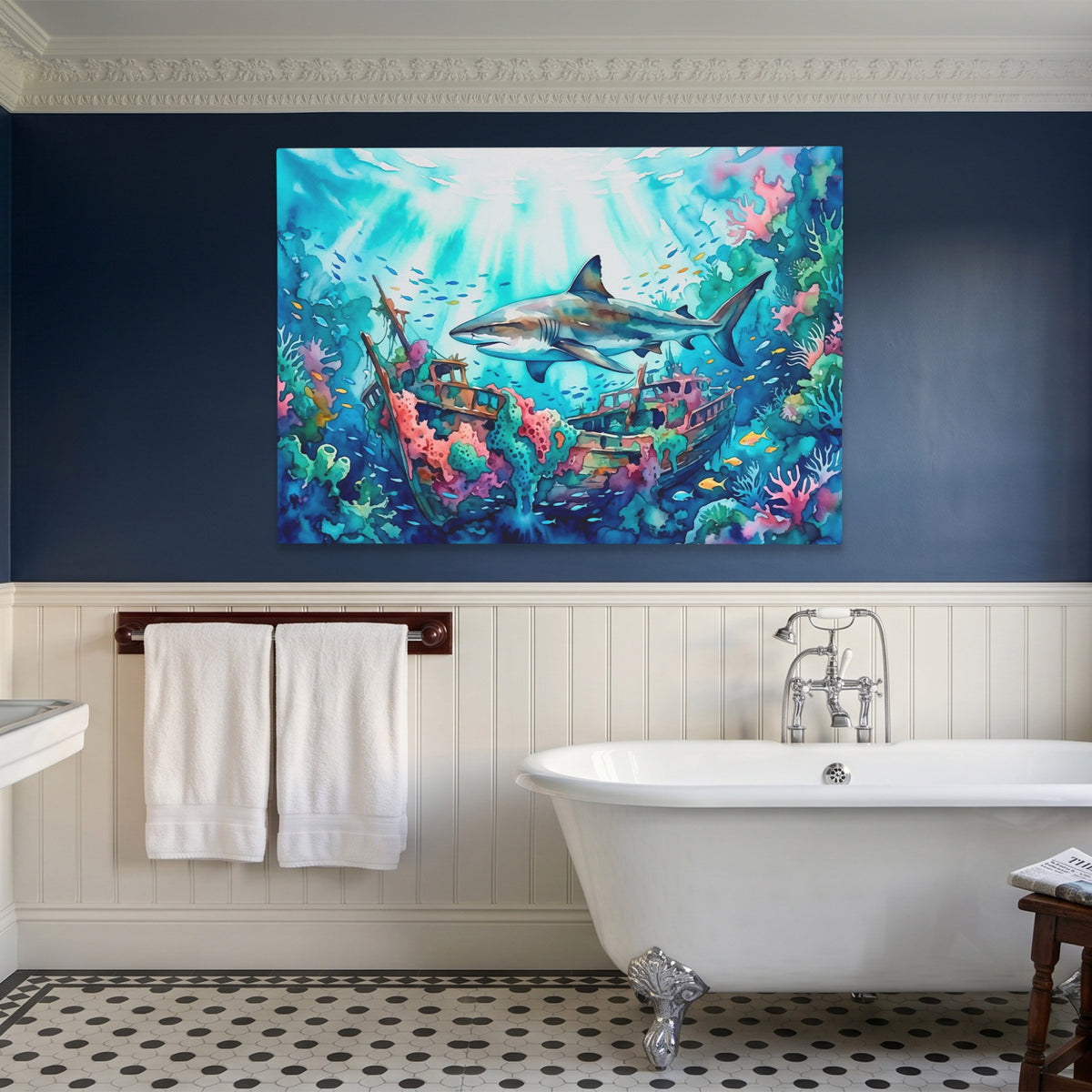 Shark Sunken Sanctuary — Shark Sunken Sanctuary Blue Bathroom Land 19