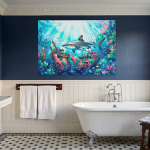 Shark Sunken Sanctuary — Shark Sunken Sanctuary Blue Bathroom Land 19