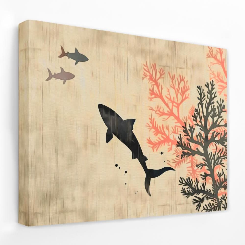 Shark Surprise - Coastal Canvas Wall Art