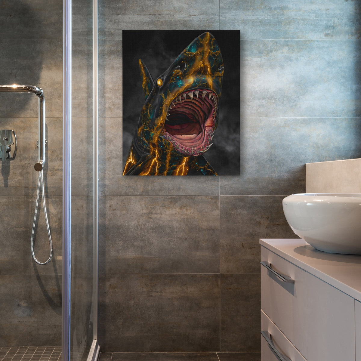 Shark's Electric Fury - Luxury Wall Art