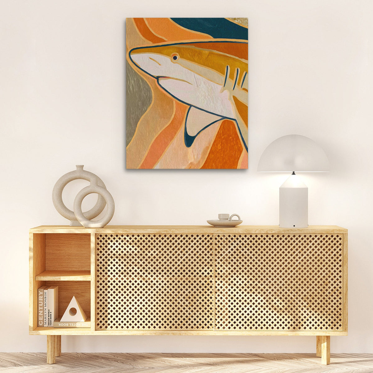 Shark's Golden Current - Luxury Wall Art