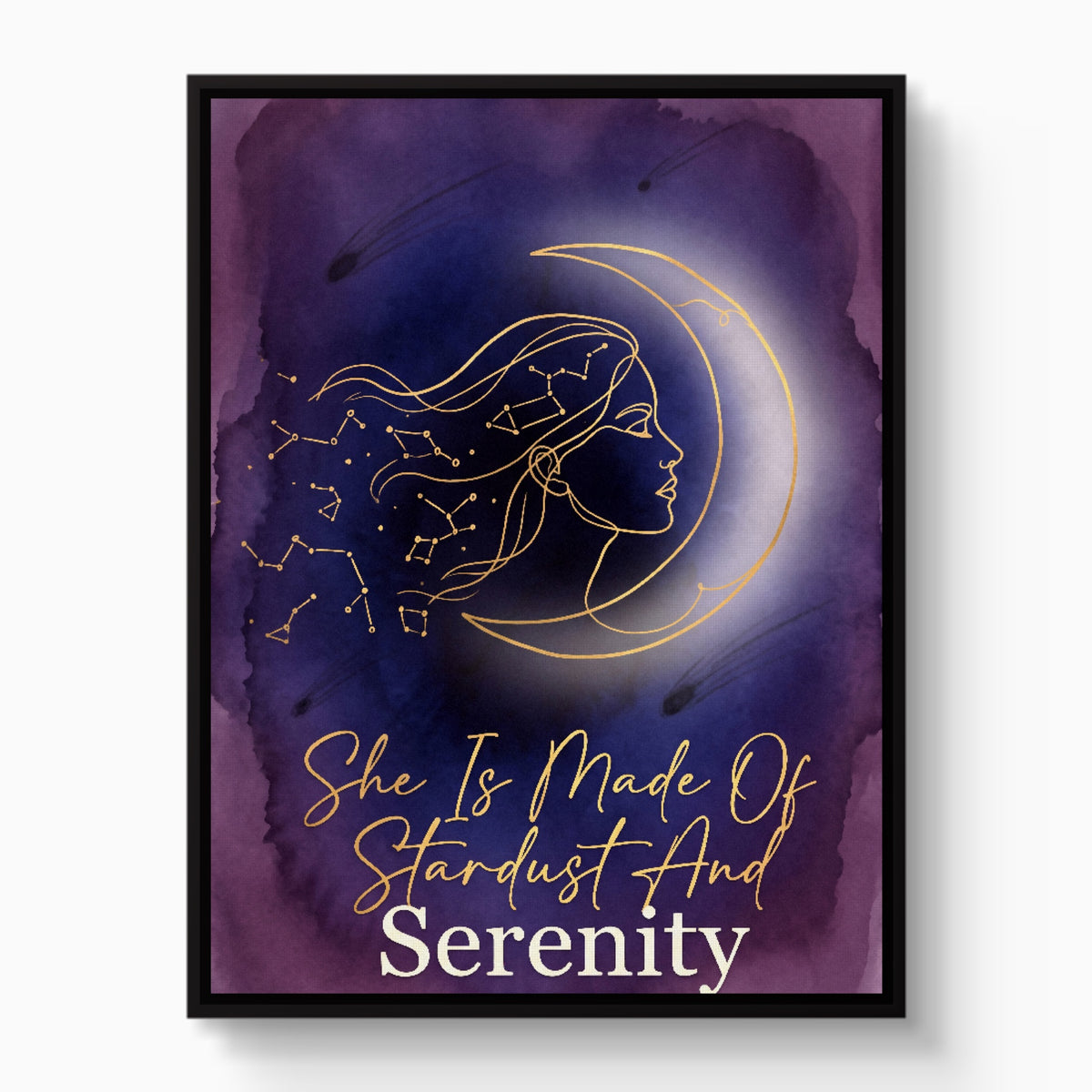 She Is Made Of Stardust And Serenity — she is made of stardust and serenity white studio framed black