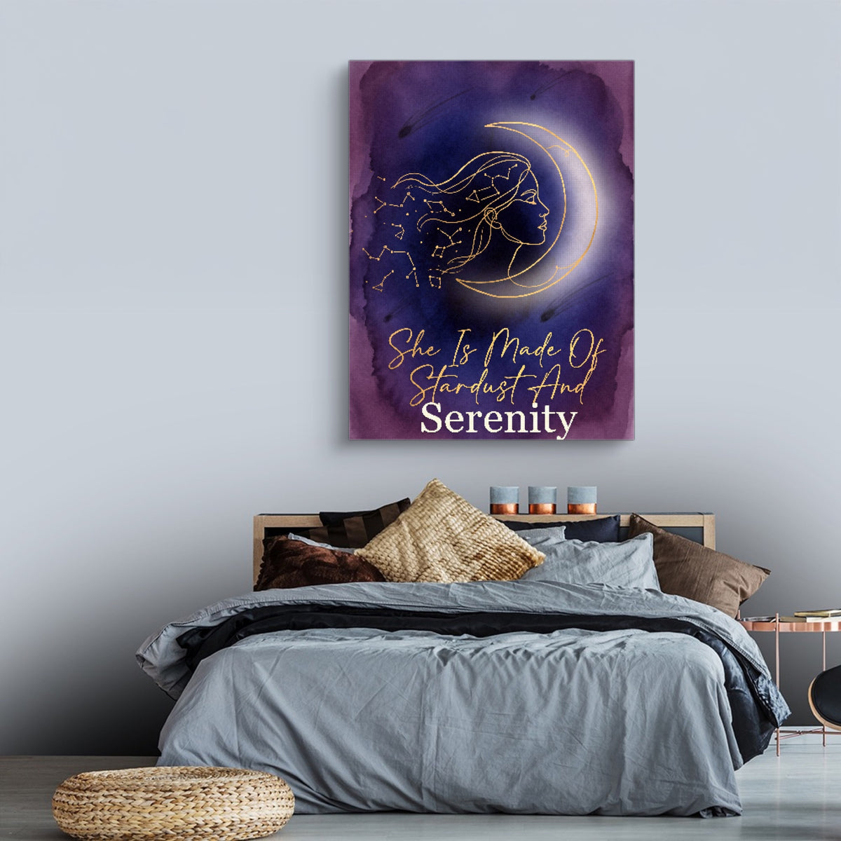 She Is Made Of Stardust And Serenity — she is made of stardust and serenity sq land comfortable bedroom 1port flush print