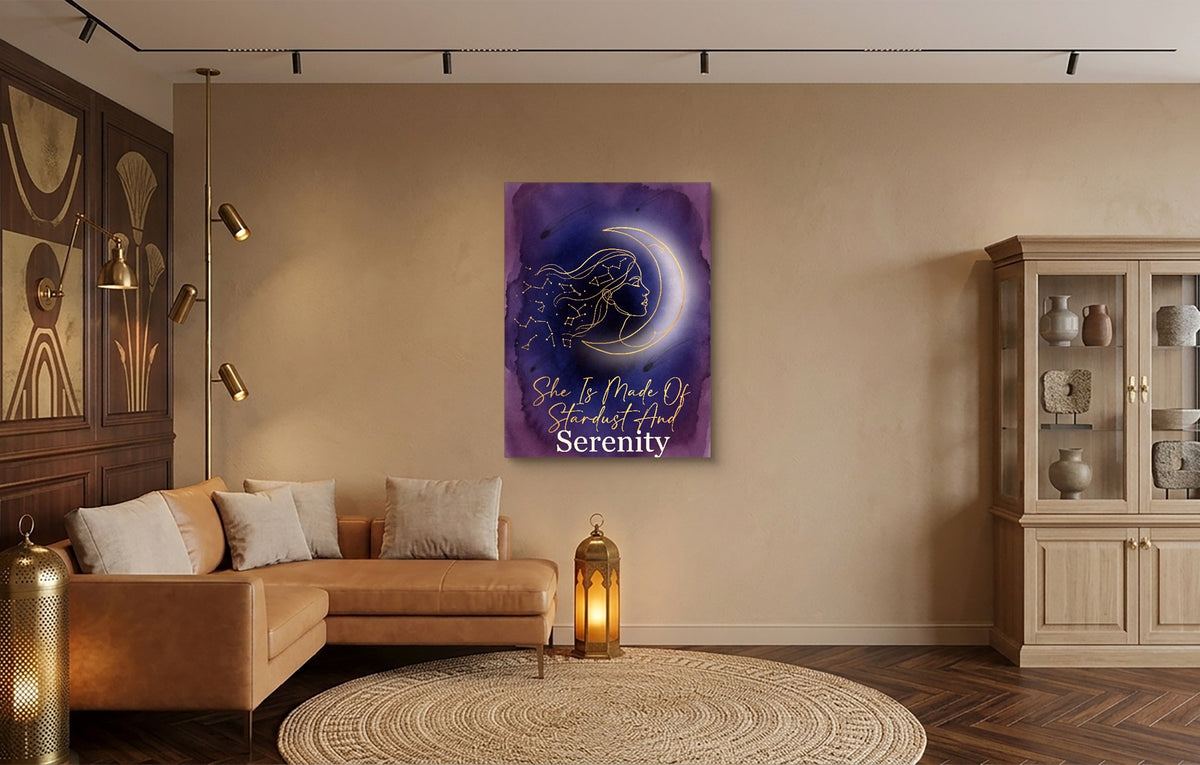 She Is Made Of Stardust And Serenity — she is made of stardust and serenity warm living room 1port flush print