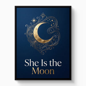 She Is The Moon — she is the moon white studio framed black