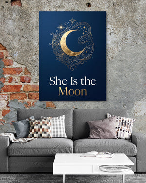 She Is The Moon — she is the moon psd exposed brick grey couch 1port flush print