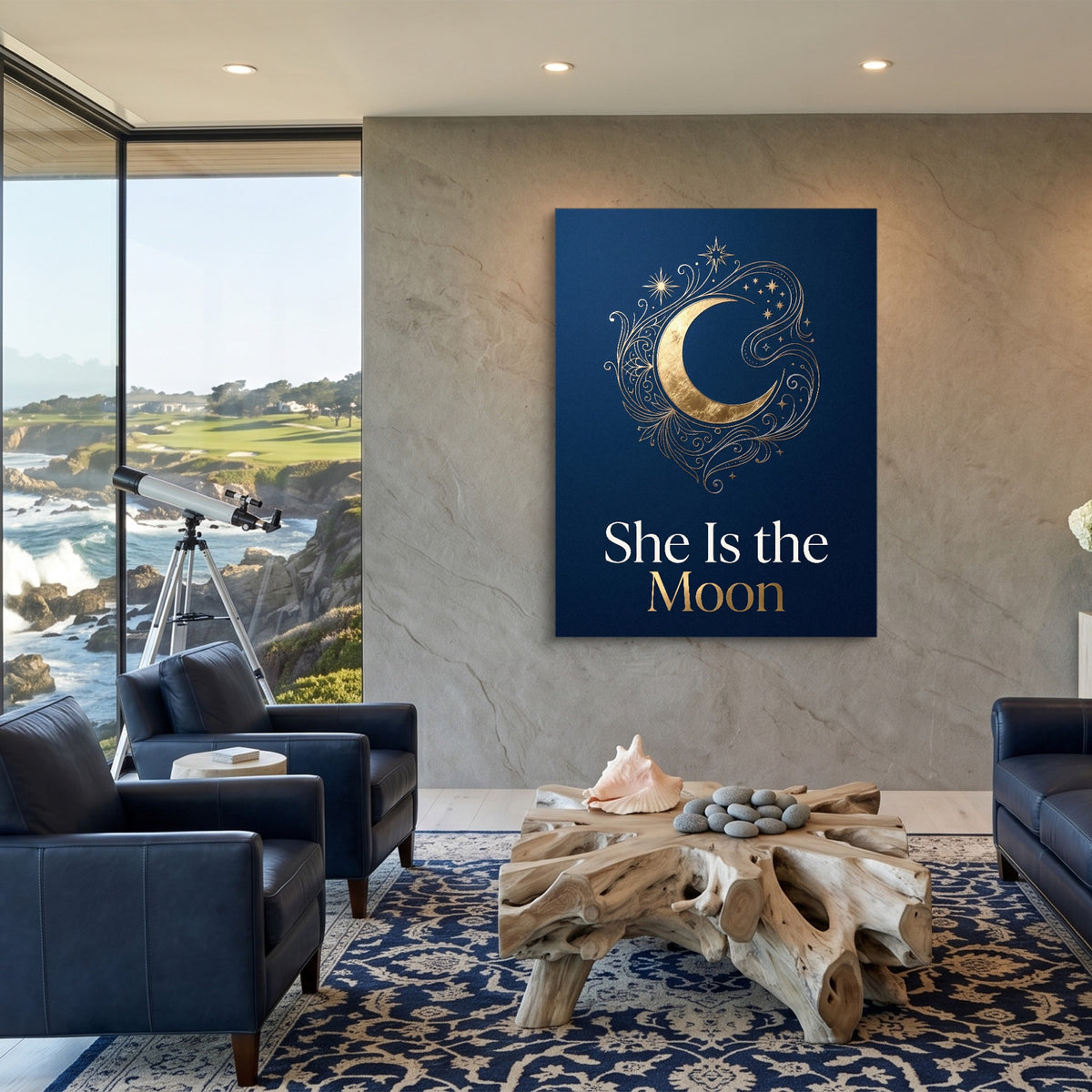 She Is The Moon — she is the moon sq coastal views 1port flush print