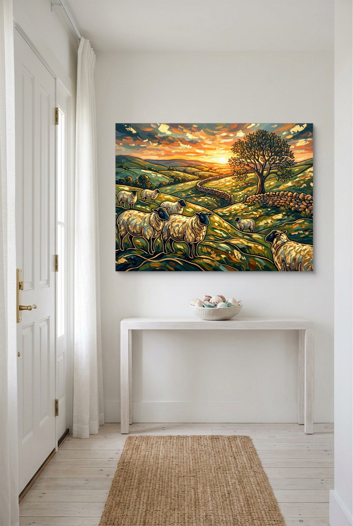 Sheep Golden Sunset — sheep golden sunset p small room with table 1land flush print