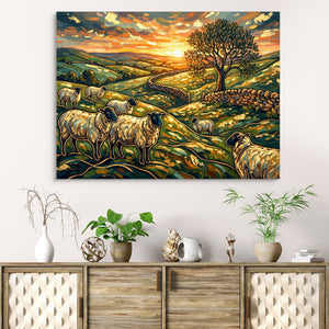 Sheep Golden Sunset — sheep golden sunset sq beach cabinet 1land flush print