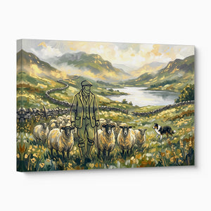 Shepherd Mountain Herd — shepherd mountain herd angled flush print