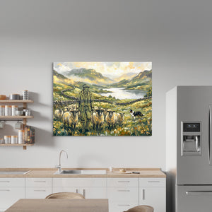 Shepherd Mountain Herd — shepherd mountain herd sq kitchen wall 1land flush print