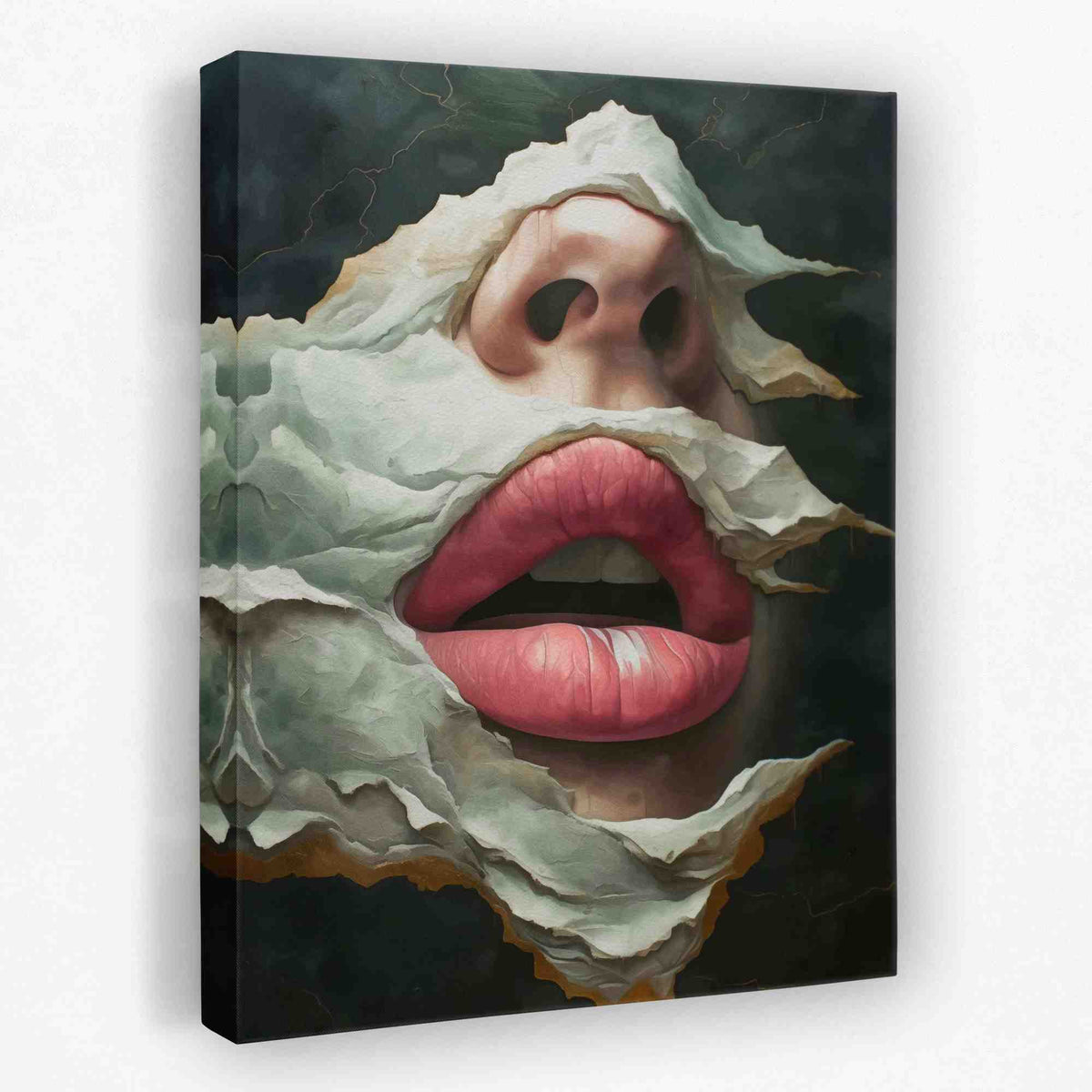 Shocked in Stone - Black Gold and White Canvas Wall Art