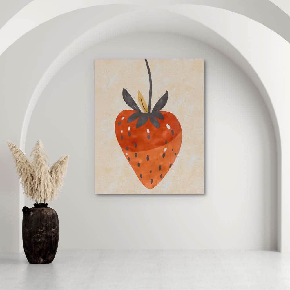 Simple Strawberry - Neutral Wall Art for Kitchen