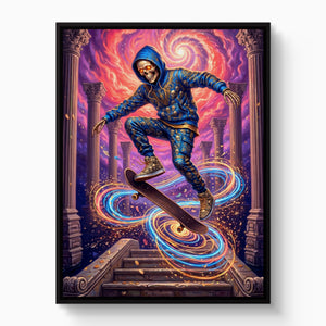 Skate Skeleton Vortex — skate skeleton vortex white studio framed black