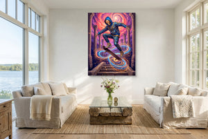 Skate Skeleton Vortex — skate skeleton vortex living room with couches 1port flush print