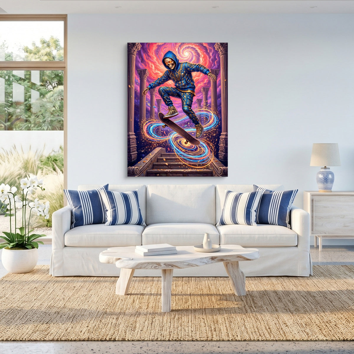 Skate Skeleton Vortex — skate skeleton vortex sq beach house 1port flush print