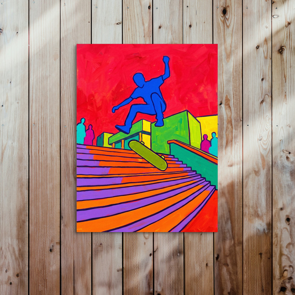 Skater's Red Leap — skater's red leap sq bed 2 wood panel 1port flush print
