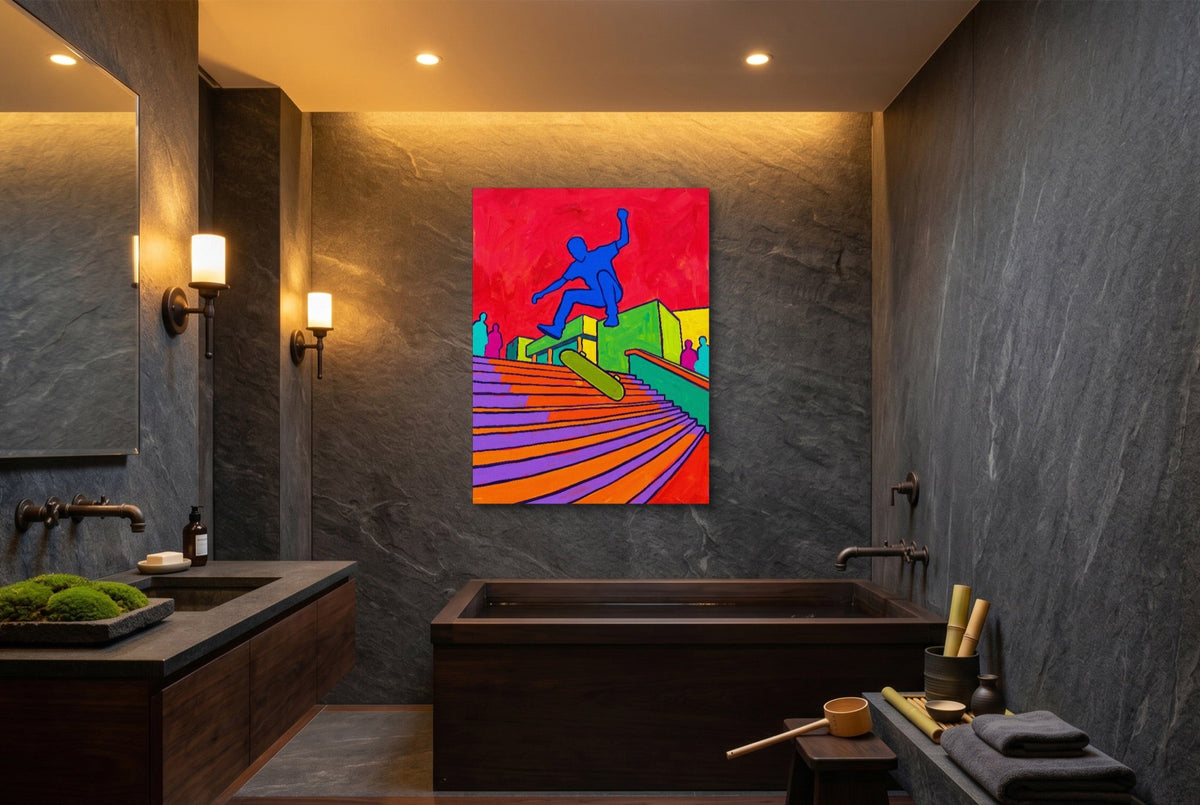 Skater's Red Leap - Luxury Wall Art