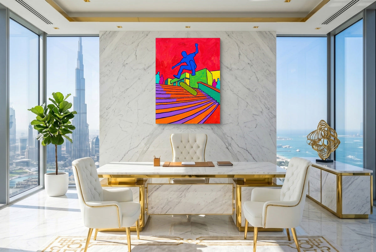 Skater's Red Leap - Luxury Wall Art