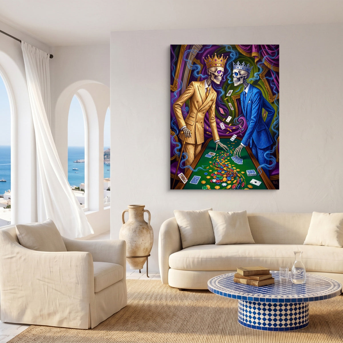 Skeletal Kings Gambling — skeletal kings gambling sq coast living room 1port flush print