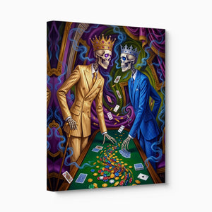 Skeletal Kings Gambling — skeletal kings gambling angled flush print