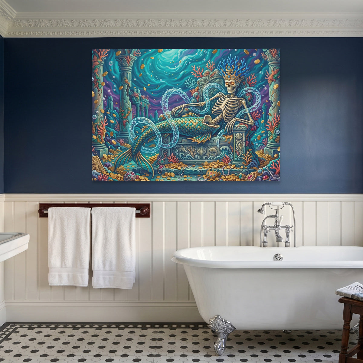 Skeletal Mermaid Throne — Skeletal Mermaid Throne Blue Bathroom Land 21