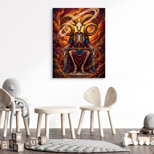 Skeletal Ram Enthroned — skeletal ram enthroned sq kids room 1 1port flush print