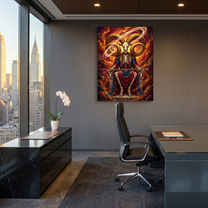 Skeletal Ram Enthroned — skeletal ram enthroned sq office view 1port flush print