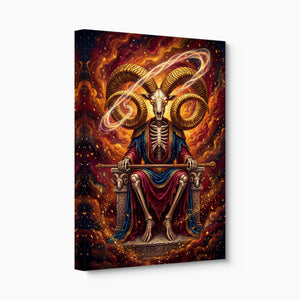 Skeletal Ram Enthroned — skeletal ram enthroned angled flush print