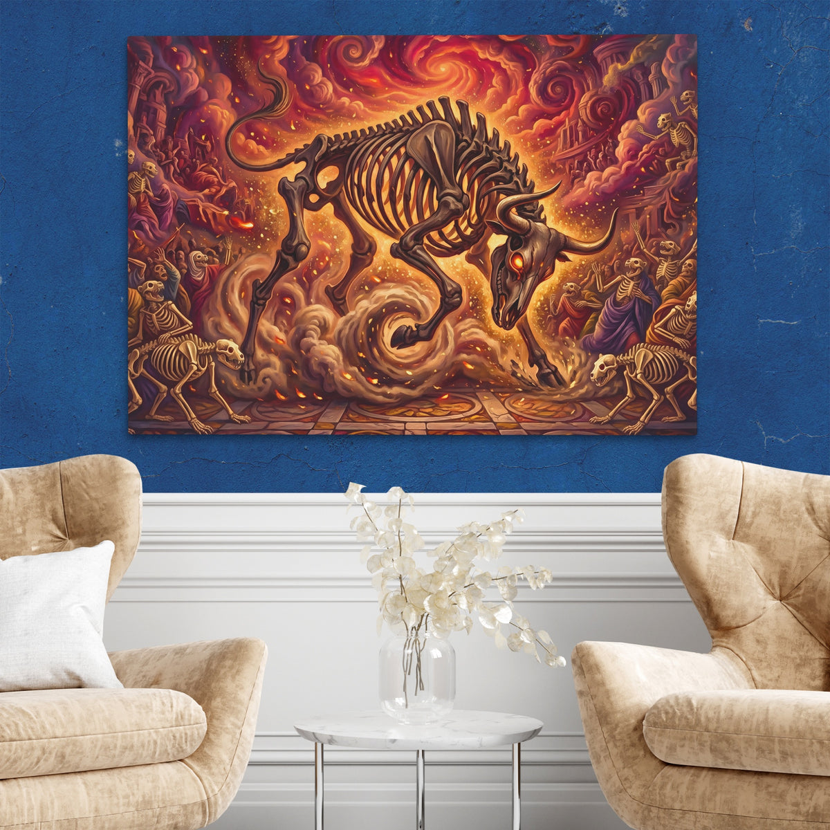 Skeleton Bull Inferno — Skeleton Bull Inferno Two Chairs Blue Walls2 140