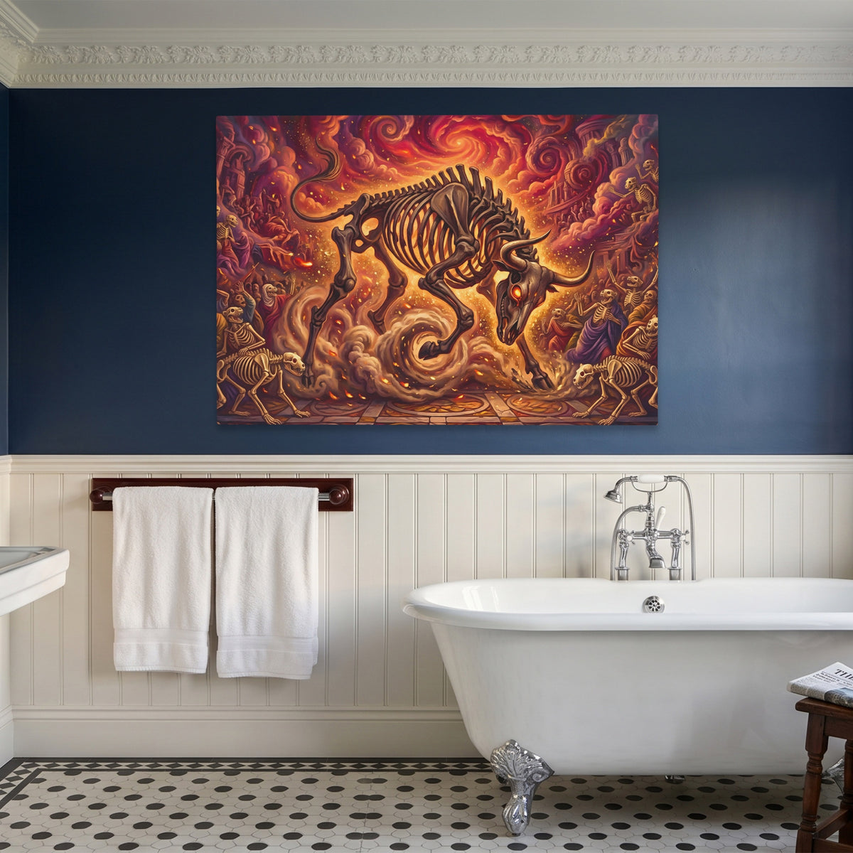 Skeleton Bull Inferno — Skeleton Bull Inferno Blue Bathroom Land 23