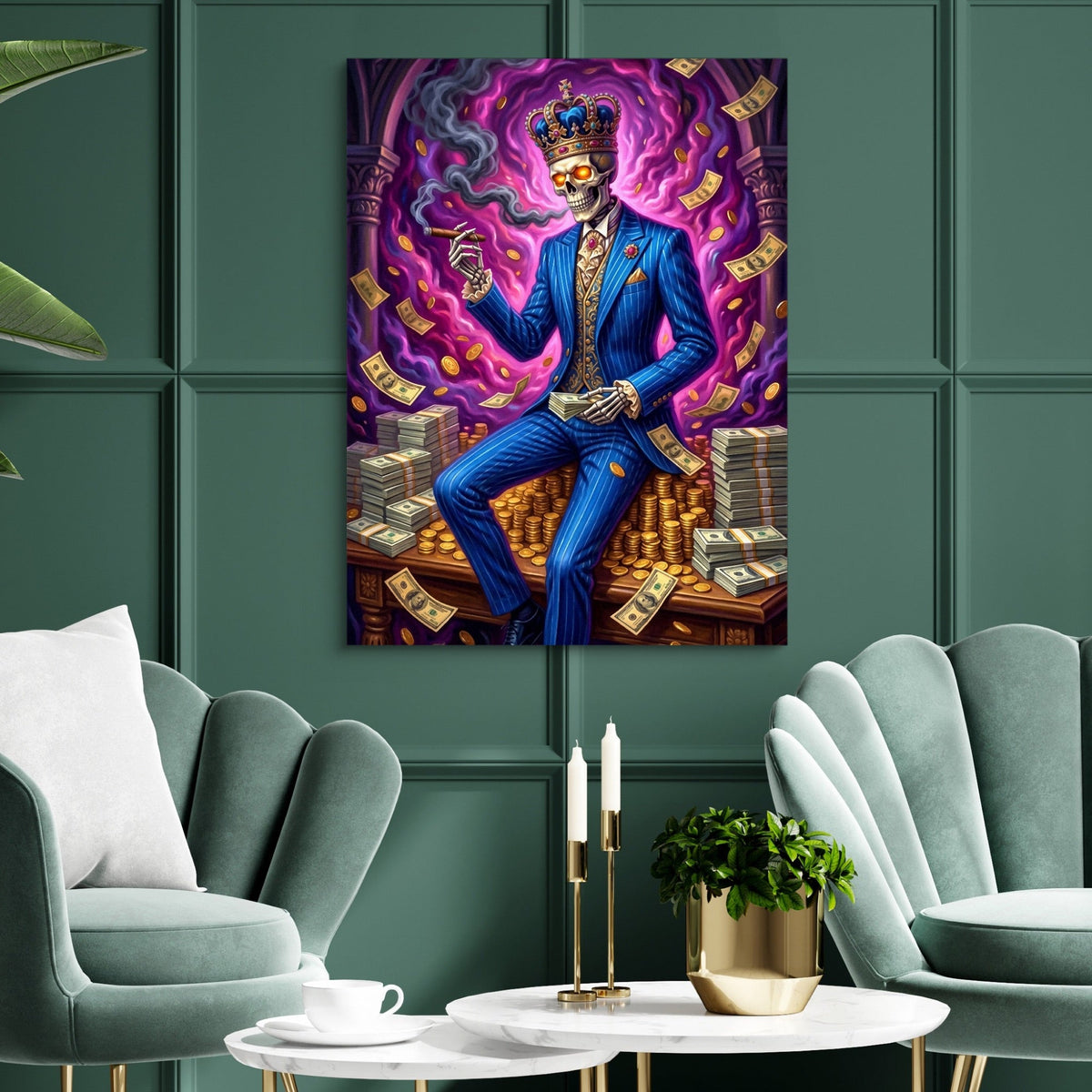 Skeleton Cash Throne - Luxury Wall Art