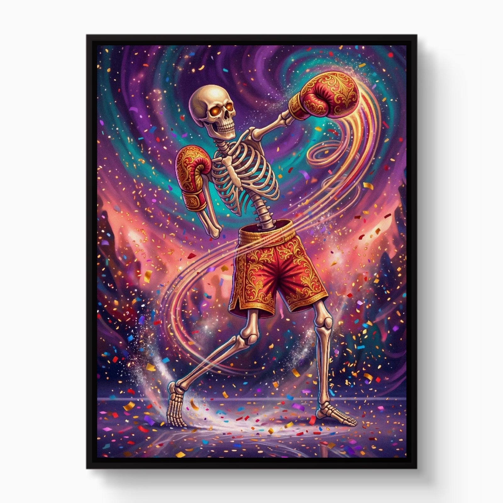 Skeleton Confetti Punch — skeleton confetti punch white studio framed black