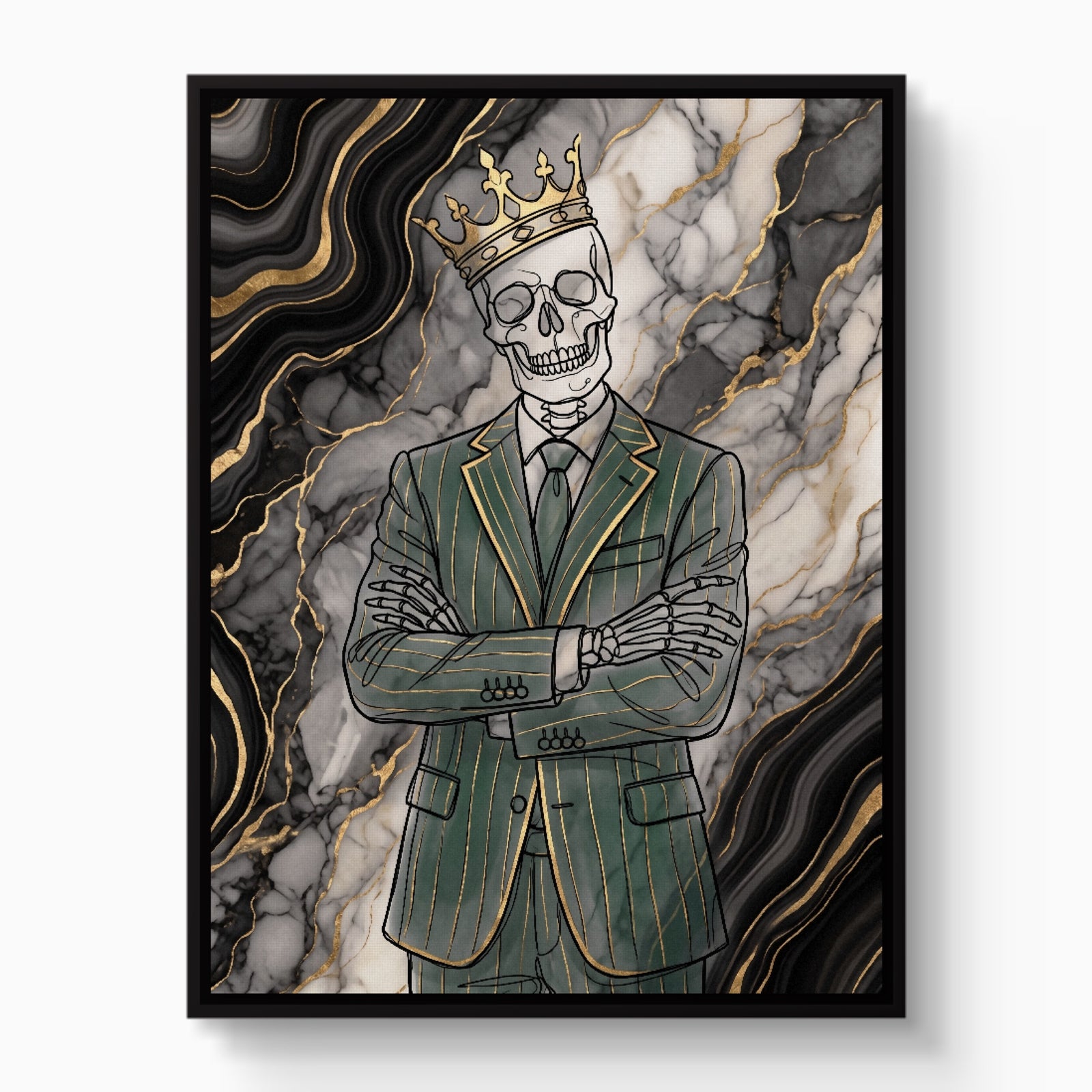 Skeleton Crown Suit — skeleton crown suit white studio framed black