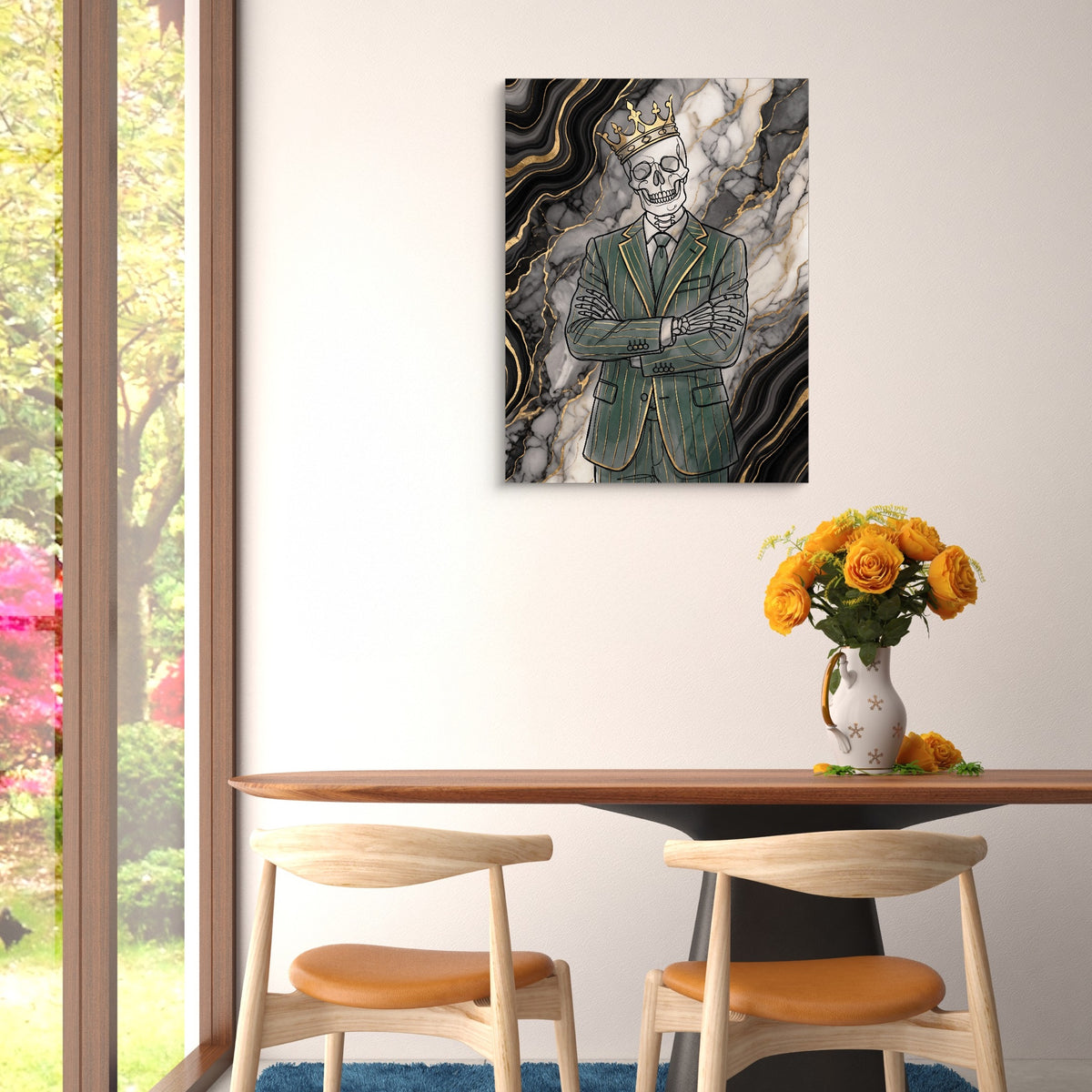 Skeleton Crown Suit — skeleton crown suit sq floral dining room 1port flush print