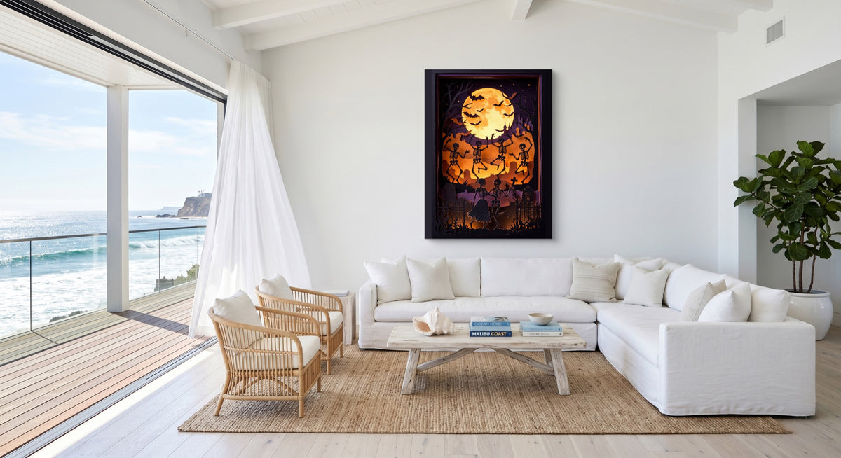 Skeleton Dance Papercut — skeleton dance papercut beachside villa 1port flush print