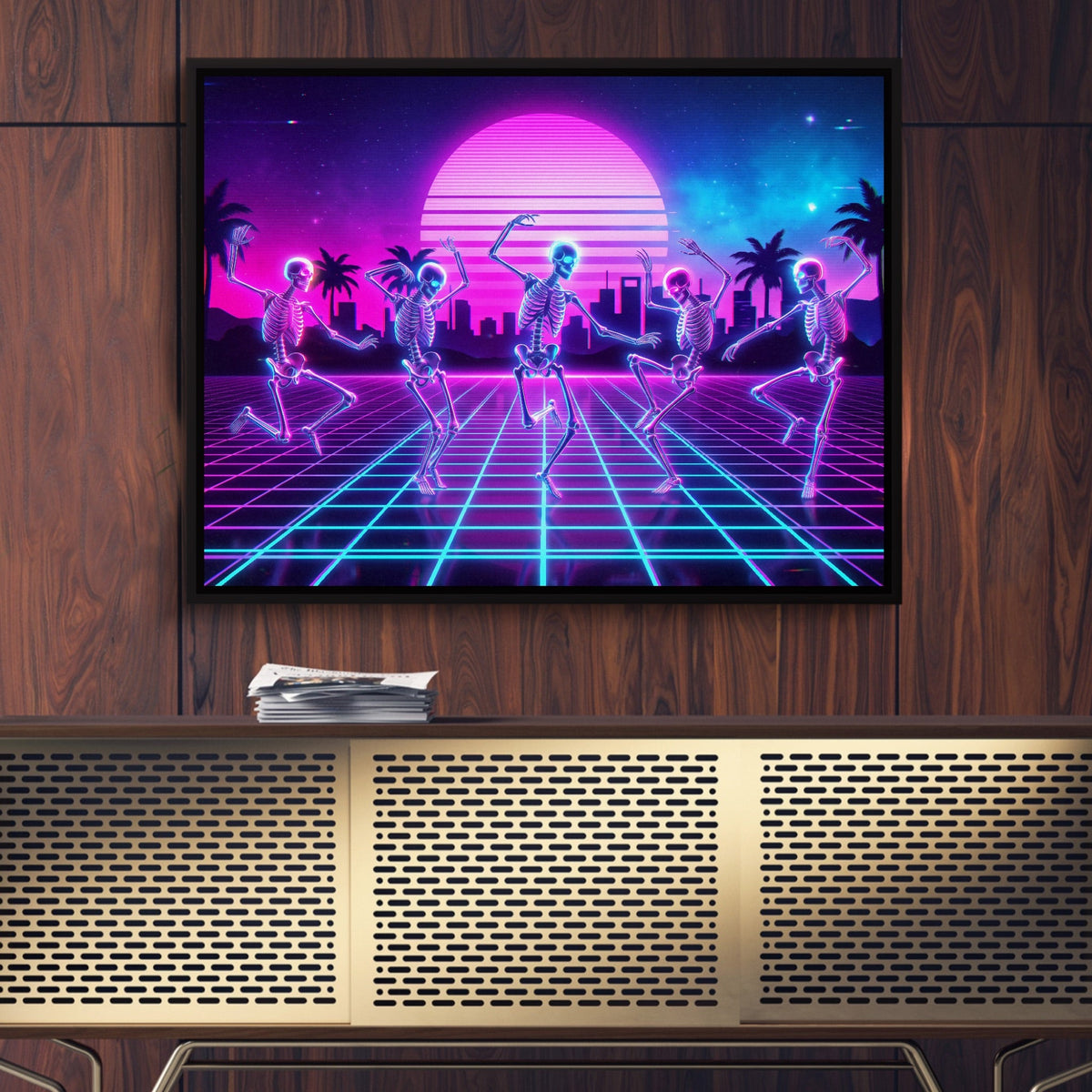 Skeleton Dance Synthwave - Luxury Wall Art