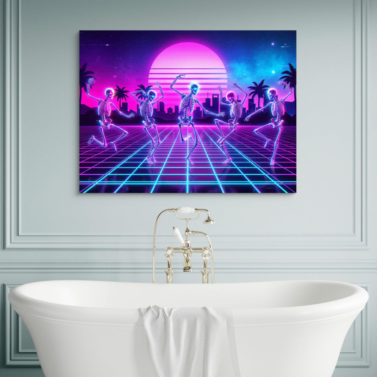 Skeleton Dance Synthwave - Luxury Wall Art